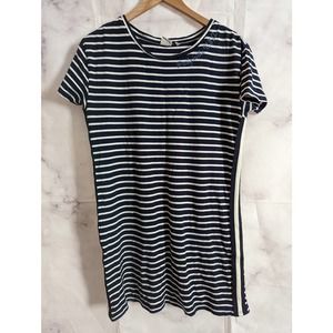 JUNK FOOD Navy White Stripe Party In The U.S.A. Shirt Dress M